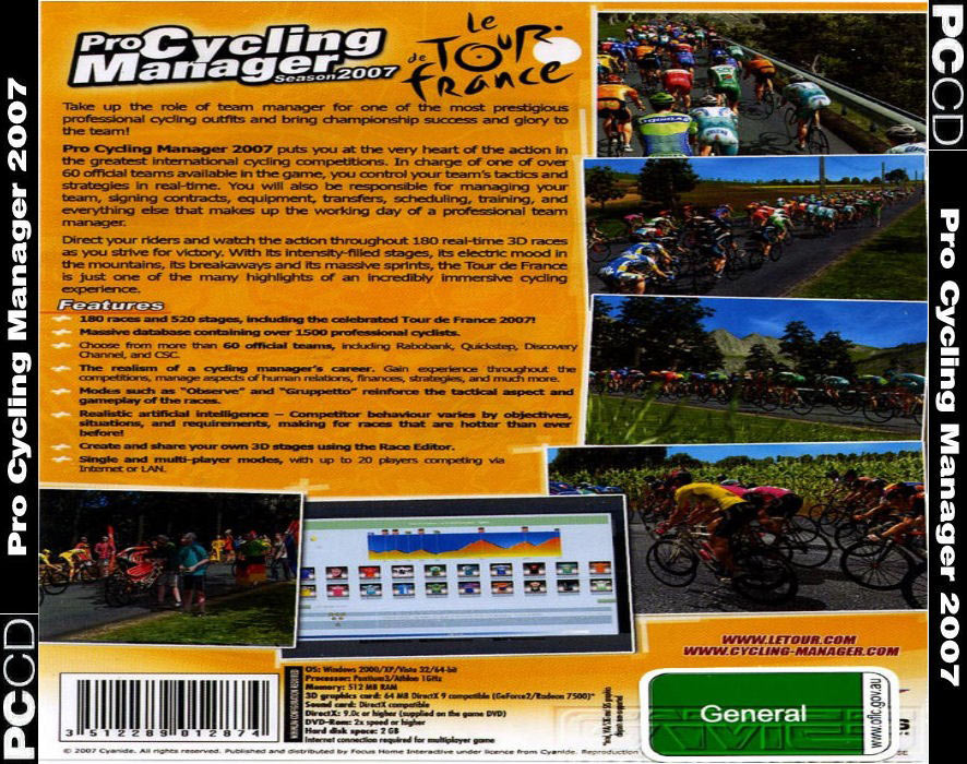 Pro Cycling Manager 2007 - zadn CD obal