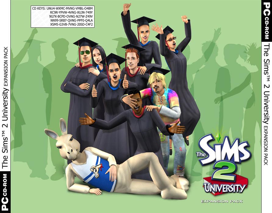 The Sims 2: University - zadn vnitn CD obal