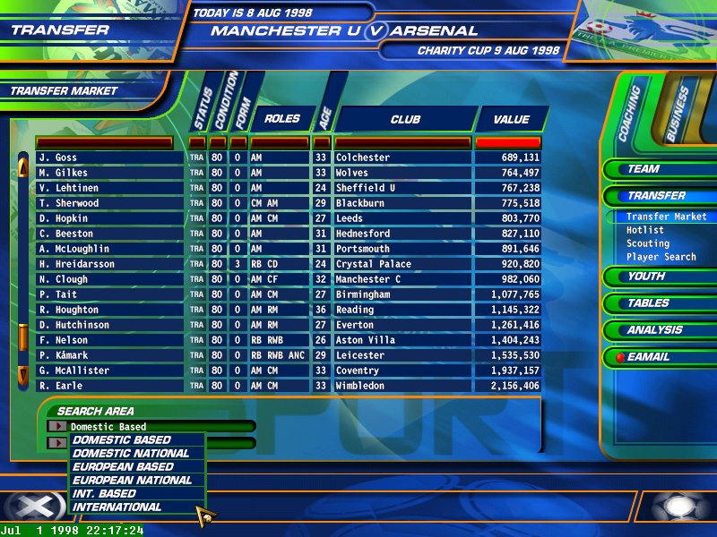 F.A. Premier League Football Manager 99 - screenshot 17